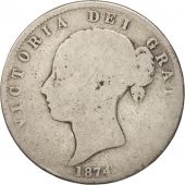 Great Britain, Victoria, 1/2 Crown, 1874, VG(8-10), Silver, KM:756