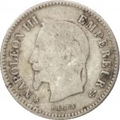 France, Napolon III, 20 Centimes, 1867, Strasbourg, TB, Argent, Gadoury:309