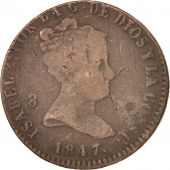 Spain, Isabel II, 8 Maravedis, 1847, Jubia, VF(20-25), Copper, KM:531.2