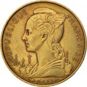 Runion, 20 Francs, 1955, AU(55-58), Aluminum-Bronze, KM:11