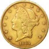 tats-Unis, Liberty Head, $20, Double Eagle, 1884, U.S. Mint, Carson City, TB