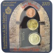 San Marino, Set, 2 cents, 20 cents, 2 euro, 2005, St. Francis Gate, FDC