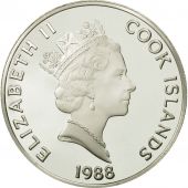 les Cook, Elizabeth II, 50 Dollars, 1988, Sieur de la Salle, FDC, Argent