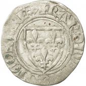 France, Charles VI, Blanc Gunar, Romans, TB+, Variet, Billon, Duplessy:377A