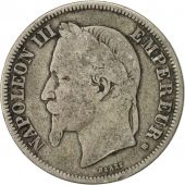 France, Napoleon III, 2 Francs, 1866, Strasbourg, F(12-15), Silver, KM:807.2