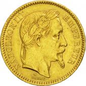 France, Napoleon III,  20 Francs, 1861, Strasbourg, EF(40-45), Gold, KM:801.2