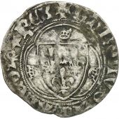 France, Charles VIII, Blanc  la couronne, Rouen, TB, Billon, Duplessy:587