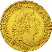 France, Louis XIV, Louis dor aux 4 L, 1694, Rennes, Varit, TTB+, Or