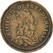 Coin, France, Louis XIV, Essai du Liard aux quatre lis, 1657, EF(40-45), Copper