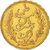 Coin, Tunisia, Ali Bey, 20 Francs, 1891, Paris, AU(50-53), Gold, KM:227