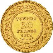 Coin, Tunisia, Ali Bey, 20 Francs, 1891, Paris, AU(50-53), Gold, KM:227