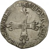 Coin, France, Louis XIII, 1/4 cu  la croix, 1613, Rennes, VF(30-35), Silver