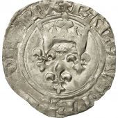 Coin, France, Charles VI, Florette, Angers, EF(40-45), Billon, Duplessy:387A