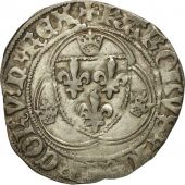 Monnaie, France, Charles VII, Blanc  la couronne, Lyon, TTB, Billon