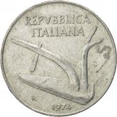 Italy, 10 Lire, 1974, Rome, EF(40-45), Aluminum, KM:93