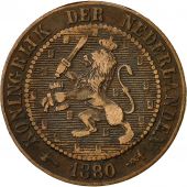 Netherlands, William III, 2-1/2 Cent, 1880, VF(20-25), Bronze, KM:108.1