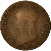 France, Dupr, 5 Centimes, AN 5, Paris, B+, Bronze, KM:640.1, Gadoury:126