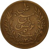 Tunisia, Ali Bey, 5 Centimes, 1892, Paris, AU(50-53), Bronze, KM:221