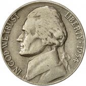 tats-Unis, Jefferson Nickel, 5 Cents, 1954, U.S. Mint, Philadelphie, TTB