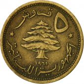 Coin, Lebanon, 5 Piastres, 1961, EF(40-45), Aluminum-Bronze, KM:21