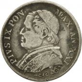 tats italiens, PAPAL STATES, Pius IX, Lira, 1866, Rome, TB+, Argent, KM:1377.2
