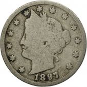 Coin, United States, Liberty Nickel, 5 Cents, 1897, U.S. Mint, Philadelphia