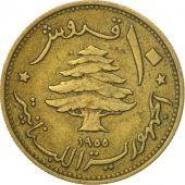 Coin, Lebanon, 10 Piastres, 1955, Paris, EF(40-45), Aluminum-Bronze, KM:23