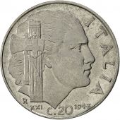Italie, Vittorio Emanuele III, 20 Centesimi, 1943, Rome, TTB, Stainless Steel