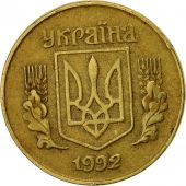 Ukraine, 10 Kopiyok, 1992, VF(30-35), Brass, KM:1.1a
