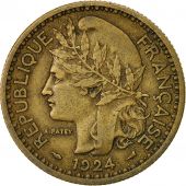 Togo, 2 Francs, 1924, Paris, EF(40-45), Aluminum-Bronze, KM:3