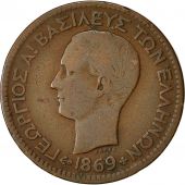 Coin, Greece, George I, 10 Lepta, 1869, Strassburg, EF(40-45), Copper, KM:43