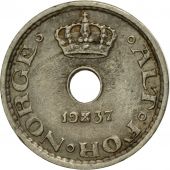 Coin, Norway, Haakon VII, 10 re, 1937, EF(40-45), Copper-nickel, KM:383