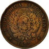 Coin, Argentina, 2 Centavos, 1892, EF(40-45), Bronze, KM:33