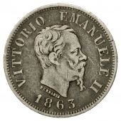 Monnaie, Italie, Vittorio Emanuele II, 50 Centesimi, 1863, Milan, TTB, Argent