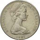 Coin, New Zealand, Elizabeth II, 20 Cents, 1981, EF(40-45), Copper-nickel