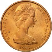 New Zealand, Elizabeth II, 2 Cents, 1967, MS(63), Bronze, KM:32.1