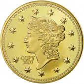 France, Medal, Reproduction du Dollar US 1849 C, MS(64), Copper Gilt