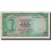 Banknote, Ceylon, 10 Rupees, 1951, 1951-01-20, KM:48, VF(30-35)