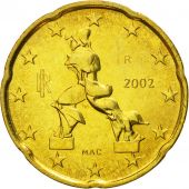 Italy, 20 Euro Cent, 2002, MS(65-70), Brass, KM:214