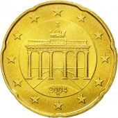 GERMANY - FEDERAL REPUBLIC, 20 Euro Cent, 2004, MS(63), Brass, KM:211