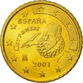 Spain, 50 Euro Cent, 2001, MS(63), Brass, KM:1045