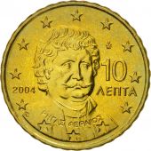 Grce, 10 Euro Cent, 2004, SPL+, Laiton, KM:184