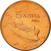 Grce, 5 Euro Cent, 2002, SPL, Copper Plated Steel, KM:183