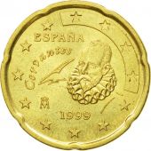 Spain, 20 Euro Cent, 1999, AU(50-53), Brass, KM:1044