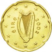 IRELAND REPUBLIC, 20 Euro Cent, 2002, AU(50-53), Brass, KM:36