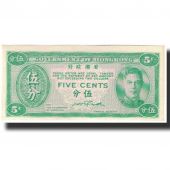 Banknote, Hong Kong, 5 Cents, 1945, KM:322, UNC(65-70)