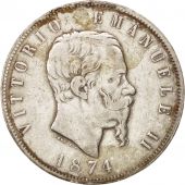 Italie, Victor Emmanuel II, 5 Lire 1874 M, KM 8.3