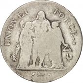 FRANCE, Union et Force, 5 Francs, 1798, Paris, KM:639.1, VF(20-25), Silver, G...