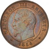 France, Napoleon III,2 Centimes,1854,Strasbourg,FDC,Bronze,KM 776.3, Gadoury 103