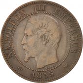 France, Napoleon III, 2 Centimes, 1855, Lille, TTB, Bronze, KM 776.7,Gadoury 103
